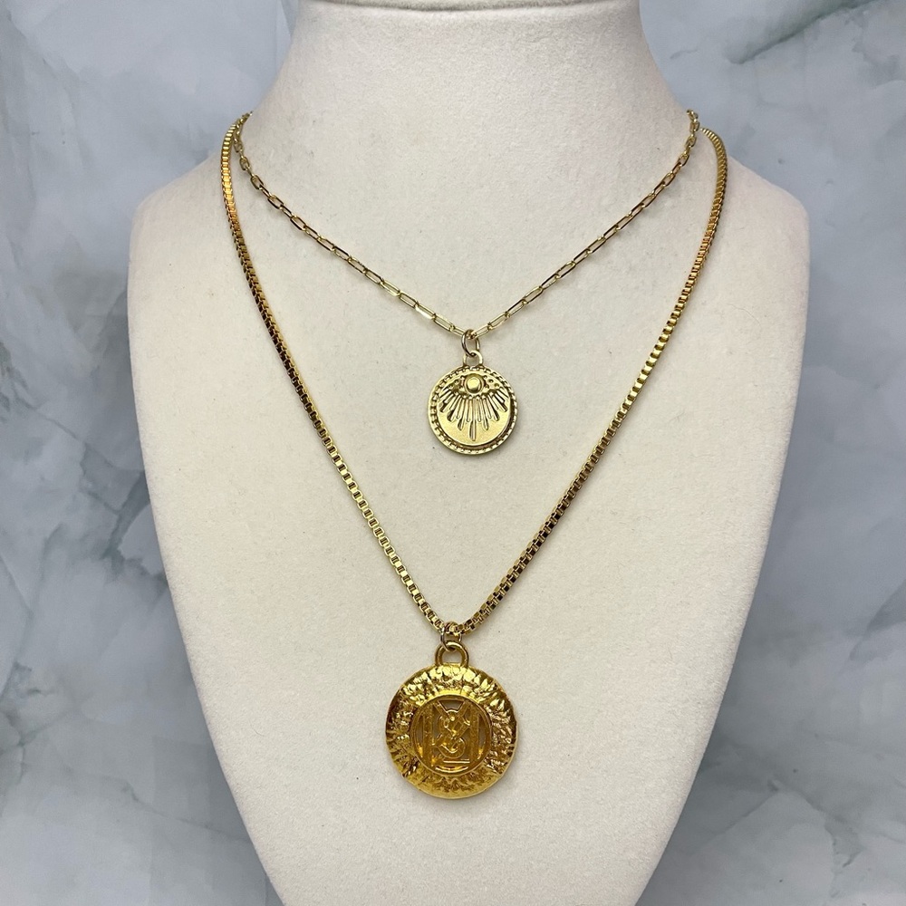 Upcycled Gold Pendant Layered Necklace